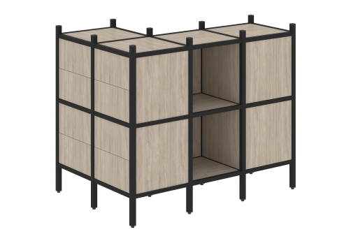 Стеллаж угловой внешний вариант 51 Европа, цвет дуб аттик + черный