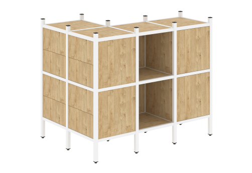 Стеллаж угловой внешний вариант 51 Европа, цвет тиквуд светлый + белый