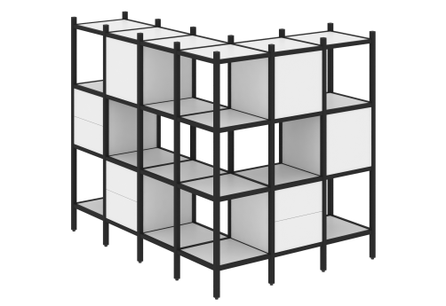 Стеллаж угловой внешний вариант 52 Европа, цвет белый бриллиант + черный