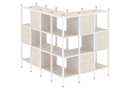 Стеллаж угловой внешний вариант 52 Европа, цвет денвер светлый + белый