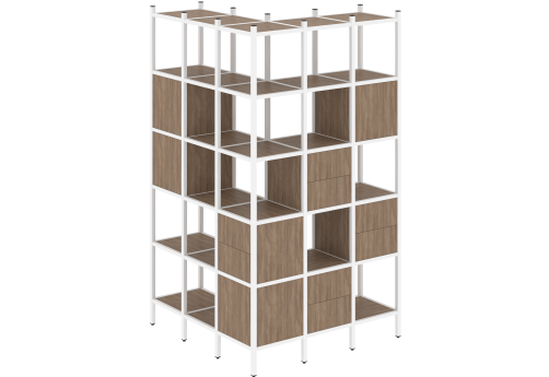 Стеллаж угловой внешний вариант 53 Европа, цвет дуб аризона + белый