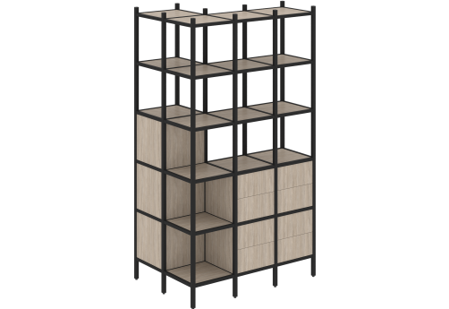 Стеллаж угловой внешний вариант 54 Европа, цвет дуб аттик + черный