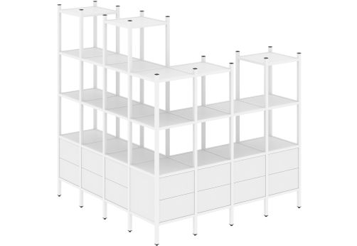 Стеллаж угловой внешний вариант 55 Европа, цвет белый бриллиант + белый