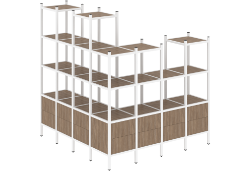 Стеллаж угловой внешний вариант 55 Европа, цвет дуб аризона + белый