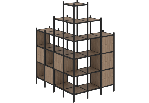 Стеллаж угловой внешний вариант 56 Европа, цвет дуб аризона + черный