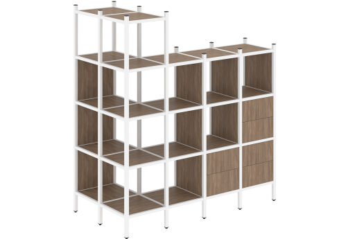 Стеллаж угловой внешний вариант 57 Европа, цвет дуб аризона + белый