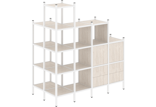 Стеллаж угловой внешний вариант 58 Европа, цвет денвер светлый + белый