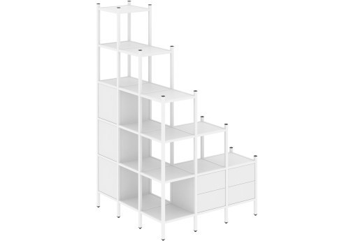 Стеллаж угловой внешний вариант 59 Европа, цвет белый бриллиант + белый