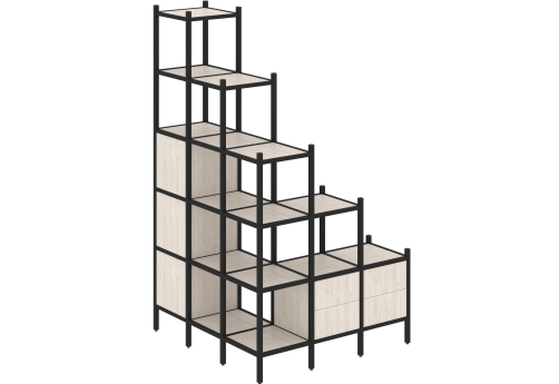 Стеллаж угловой внешний вариант 59 Европа, цвет денвер светлый + черный