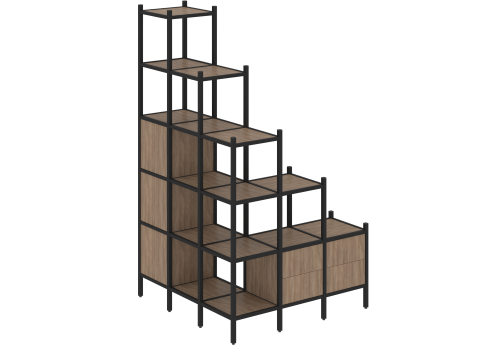 Стеллаж угловой внешний вариант 59 Европа, цвет дуб аризона + черный