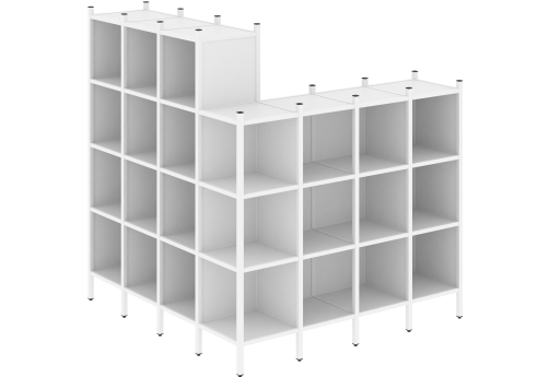 Стеллаж угловой внешний вариант 60 Европа, цвет белый бриллиант + белый