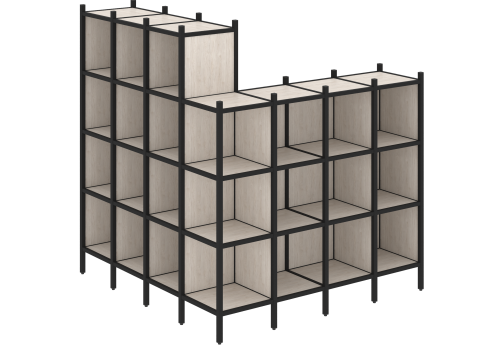 Стеллаж угловой внешний вариант 60 Европа, цвет денвер светлый + черный