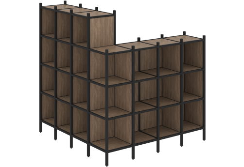 Стеллаж угловой внешний вариант 60 Европа, цвет дуб аризона + черный