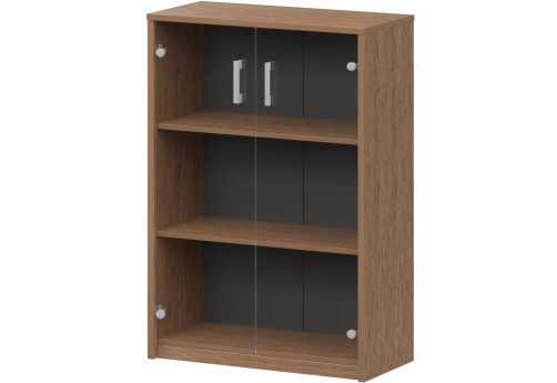 Стеллаж средний с прозрачным стеклом Аксима, цвет орех гварнери