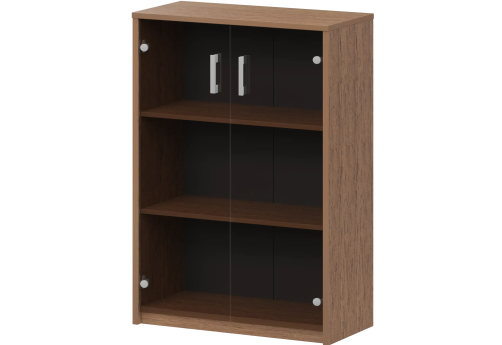 Стеллаж средний с тонированным стеклом Аксима, цвет орех гварнери