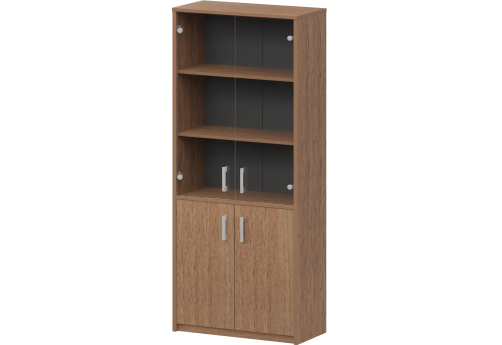 Шкаф комбинированный с прозрачным стеклом Аксима, цвет орех гварнери