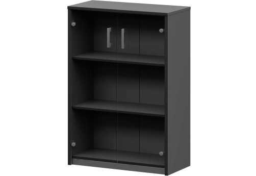 Стеллаж средний с прозрачным стеклом Аксима, цвет антрацит