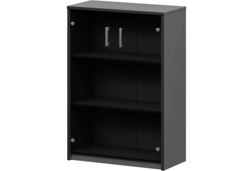 Стеллаж средний с тонированным стеклом Аксима, цвет антрацит