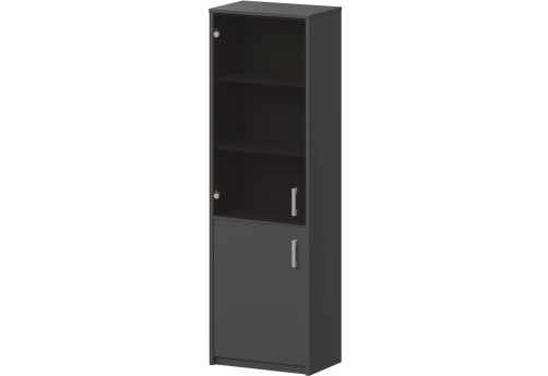 Шкаф комбинированный узкий с тонированным стеклом Аксима, цвет антрацит