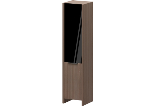 Шкаф высокий узкий левый (3 полки под стеклом) Амстердам, цвет темный шимо