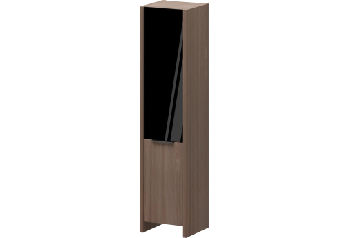 Шкаф высокий узкий правый (3 полки под стеклом) Амстердам, цвет темный шимо