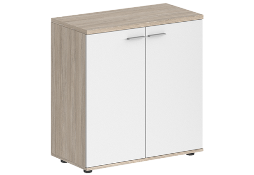 Шкаф низкий 2 двери с задней стенкой HDF Индиго Вуд, цвет дуб светлый + белый