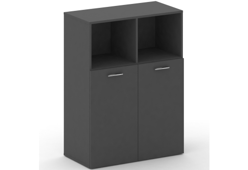 Шкаф широкий средний (1 открытая полка) Милтон, цвет базальт