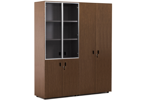 Шкаф комбинированный с гардеробом, цвет орех + черный