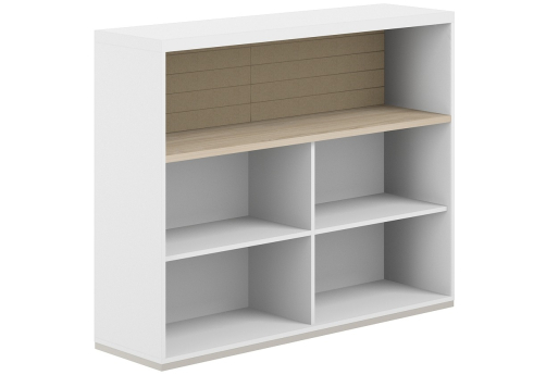 Стеллаж-комбо 1-сторонний с топом с экраном тканевым высоким Фламинго, цвет белый + акация + бежевый