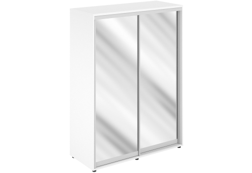 Шкаф-купе высокий 2 штанги 2 зеркала с задней стенкой ЛДСП Индиго Вуд, цвет белый