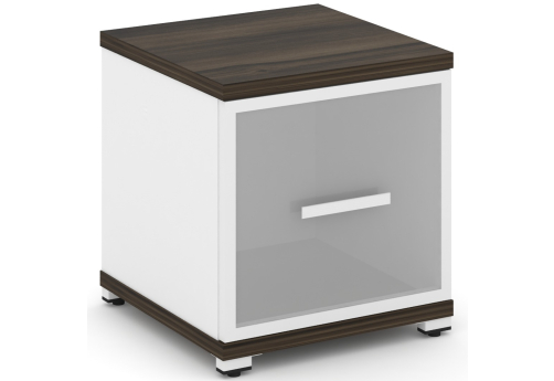 Шкаф одна узкая секция 1 ниша (один фасад стекло белое матовое в раме, 1 ниша) Динен, цвет дуб мали-белый