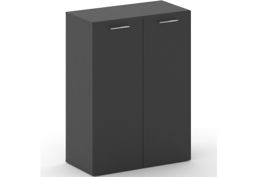 Шкаф широкий средний закрытый Квентин, цвет базальт + черный