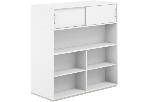 Стеллаж-комбо 2-сторонний с антресолью с экраном ЛДСП Фламинго, цвет белый