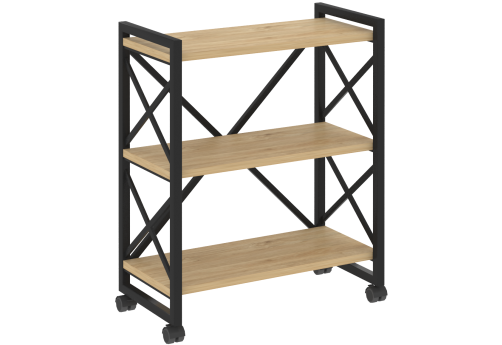Стеллаж на колесных опорах Европа, цвет тиквуд светлый + черный
