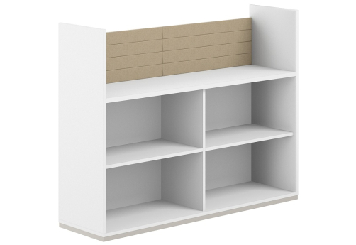 Стеллаж-комбо 1-сторонний с экраном тканевым низким Фламинго, цвет белый + бежевый