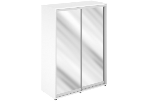 Шкаф-купе высокий с полками 2 зеркала с задней стенкой ХДФ Индиго Вуд, цвет белый