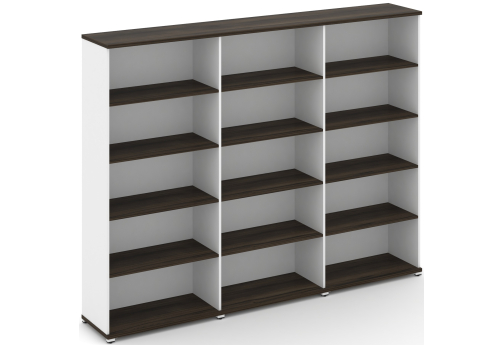 Стеллаж три широкие секции 5 ниш Динен, цвет дуб мали-белый