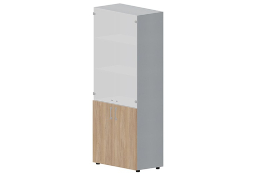 Шкаф высокий (3 полки под матовым стеклом) Киви, цвет светлый дуб
