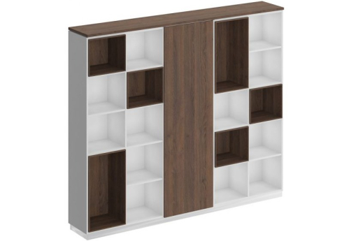 Шкаф открытый Римини, цвет дуб темный + белый + дуб темный