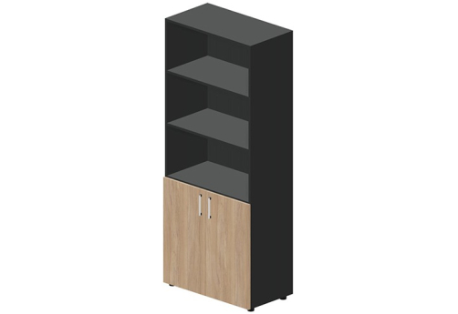 Шкаф высокий (3 открытые полки) Кристо Директ, цвет светлый дуб + антрацит
