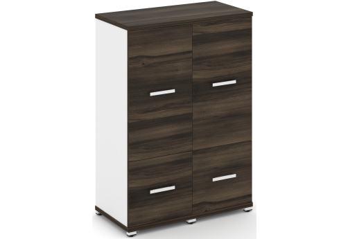 Шкаф две узкие секции 3 ниши (2 фасада ЛДСП, 1 ниша + 2 фасада ЛДСП, 2 ниши) Динен, цвет дуб мали-белый