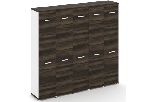 Шкаф пять узких секций 5 ниш (5 фасадов ЛДСП, 4 ниши + 5 фасадов ЛДСП, 1 ниша) Динен, цвет дуб мали-белый