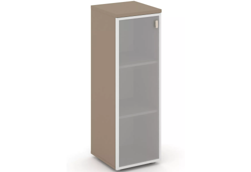 Шкаф средний узкий со стеклом в раме левый, цвет латте