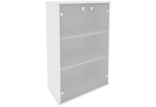Шкаф средний широкий со стеклом, цвет белый