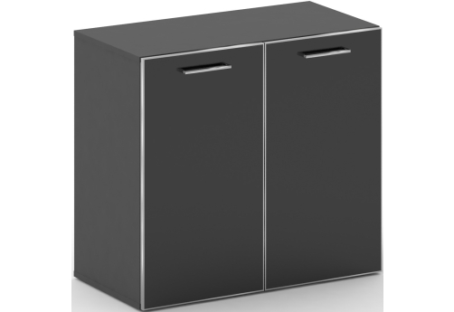 Шкаф широкий низкий (со стеклом) Квентин, цвет базальт