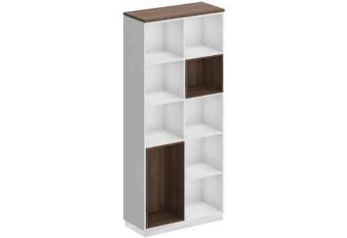 Стеллаж высокий Римини, цвет дуб темный + белый