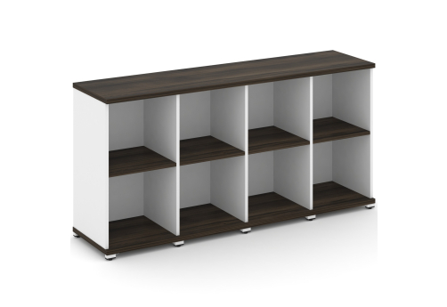 Стеллаж четыре узкие секции 2 ниши Динен, цвет дуб мали-белый