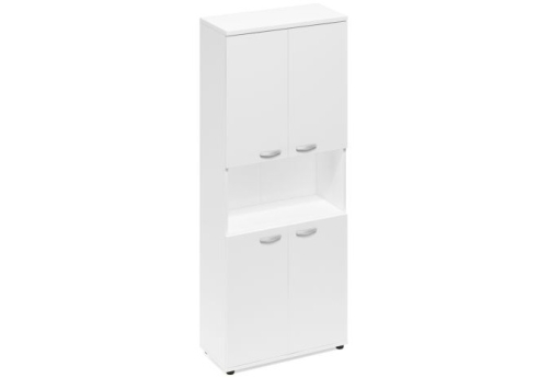 Шкаф высокий широкий с нишей Мира Нумо, цвет белый премиум