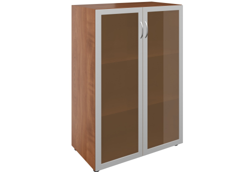 Шкаф широкий средний со стеклом в раме Адмирал, цвет орех