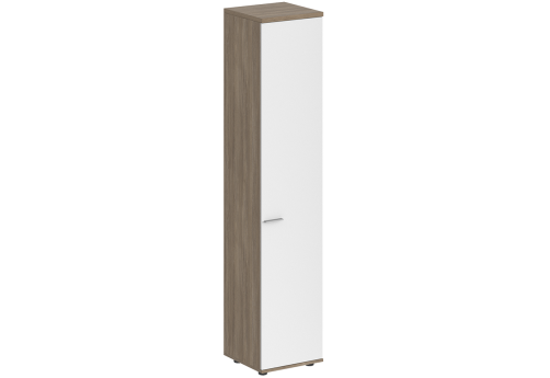 Шкаф высокий с задней стенкой ЛДСП правый Индиго Вуд, цвет дуб темный + белый